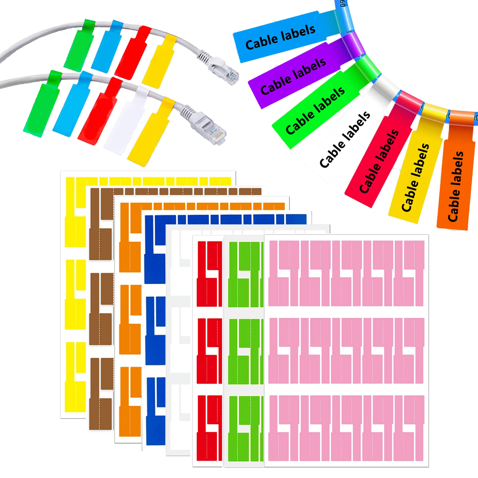 Label Printer - 240 Buah Label Kabel Berperekat Warna-warni